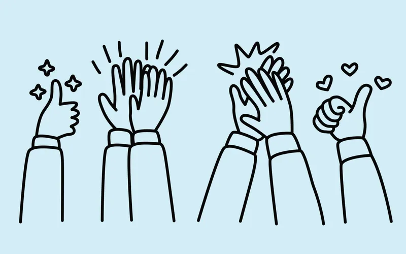 Symbolbild Erfolgsstory, Klatschende Hände im Zeichenstil