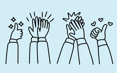 Symbolbild Erfolgsstory, Klatschende Hände im Zeichenstil