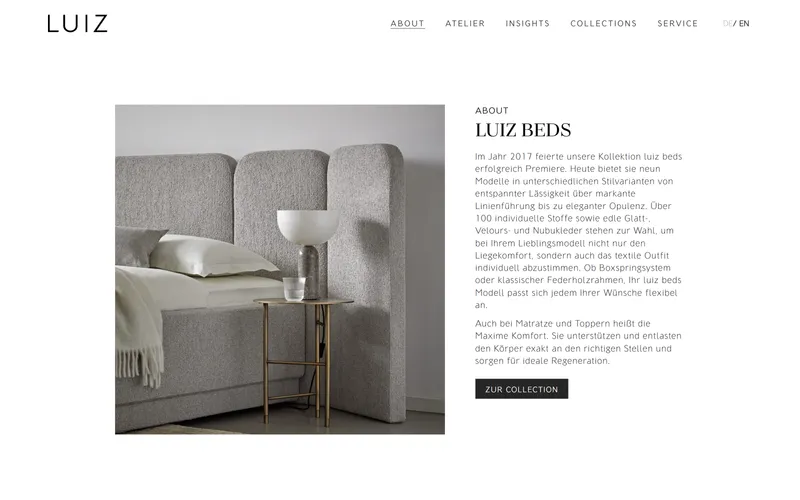 Arbeitsbeispiel Website Interior Design, Text A. Güpping