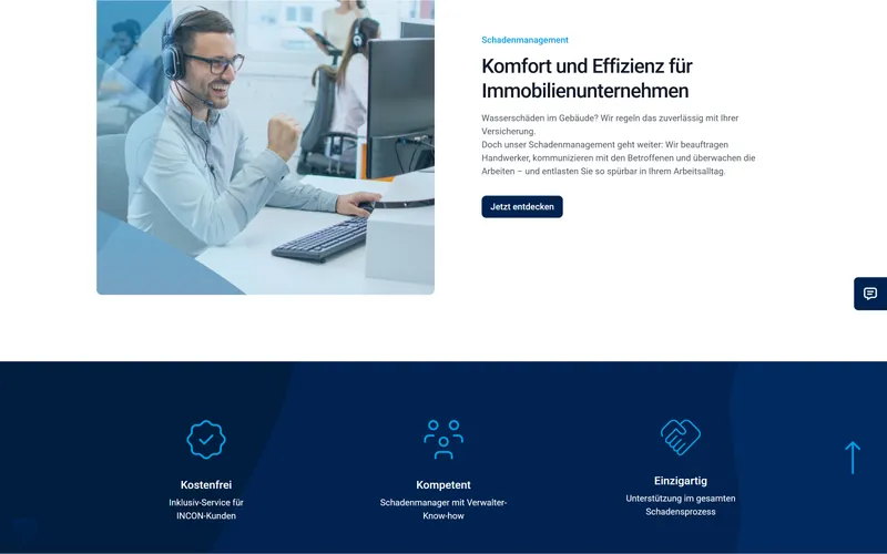 eisbach Projektbeispiel, Webseite für INCON, ZG Immobilienbranche